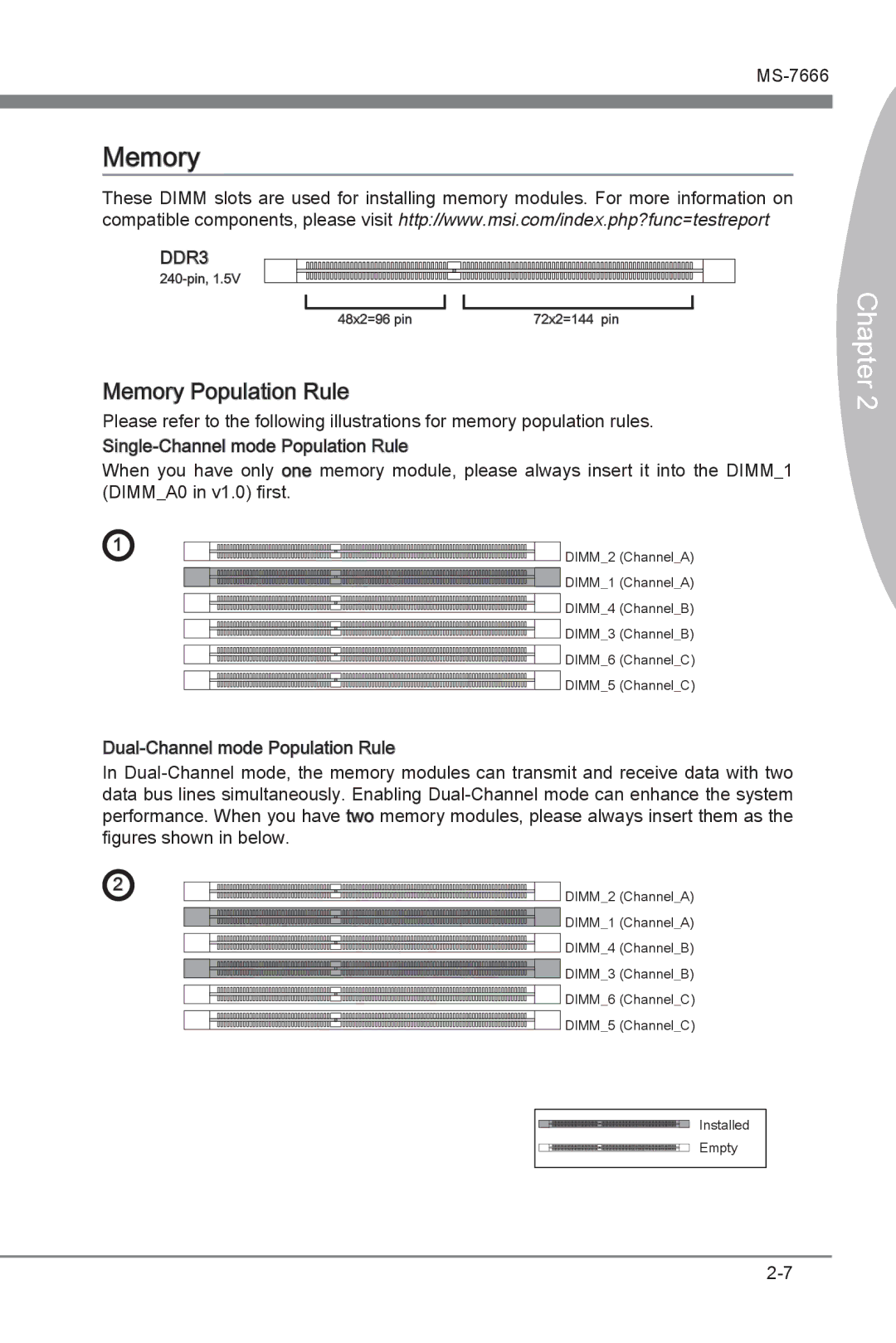 MSI Big Bang-XPower manual Memory Population Rule 