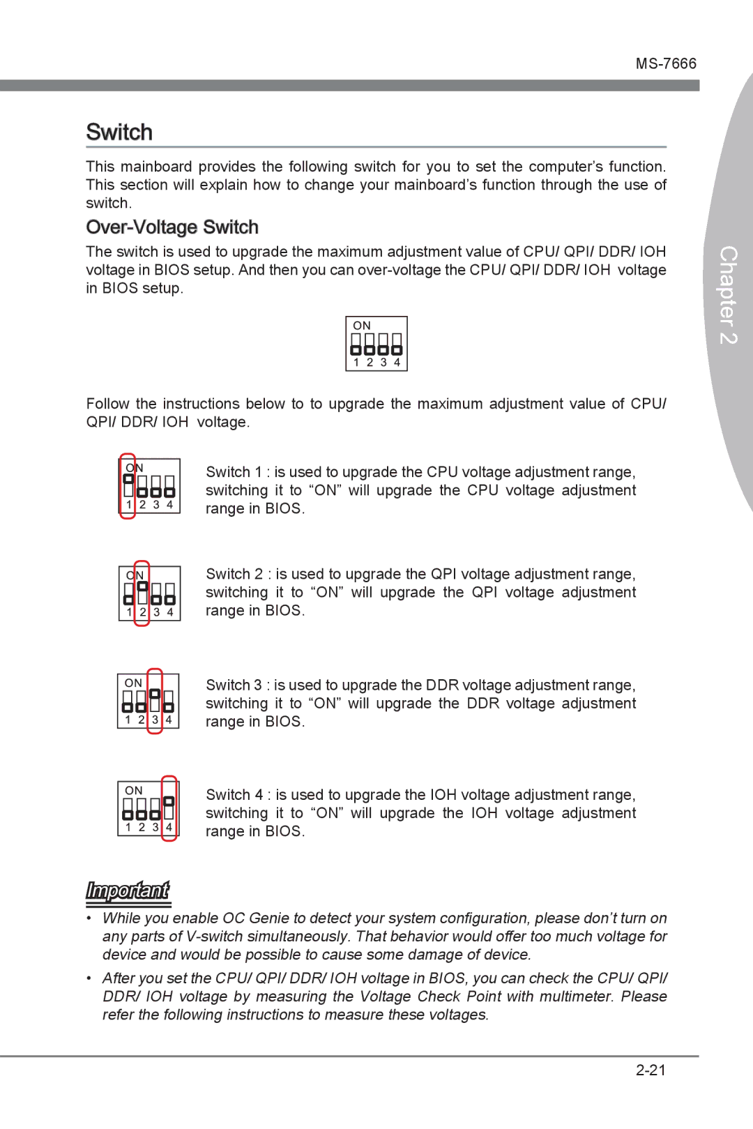 MSI Big Bang-XPower manual Over-Voltage Switch 