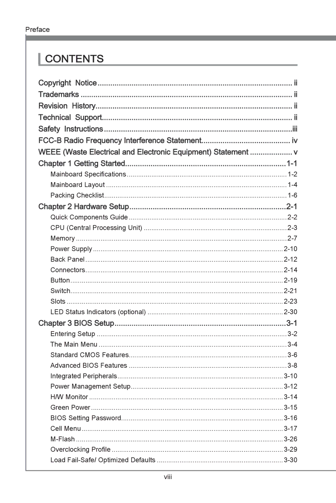 MSI Big Bang-XPower manual Contents 