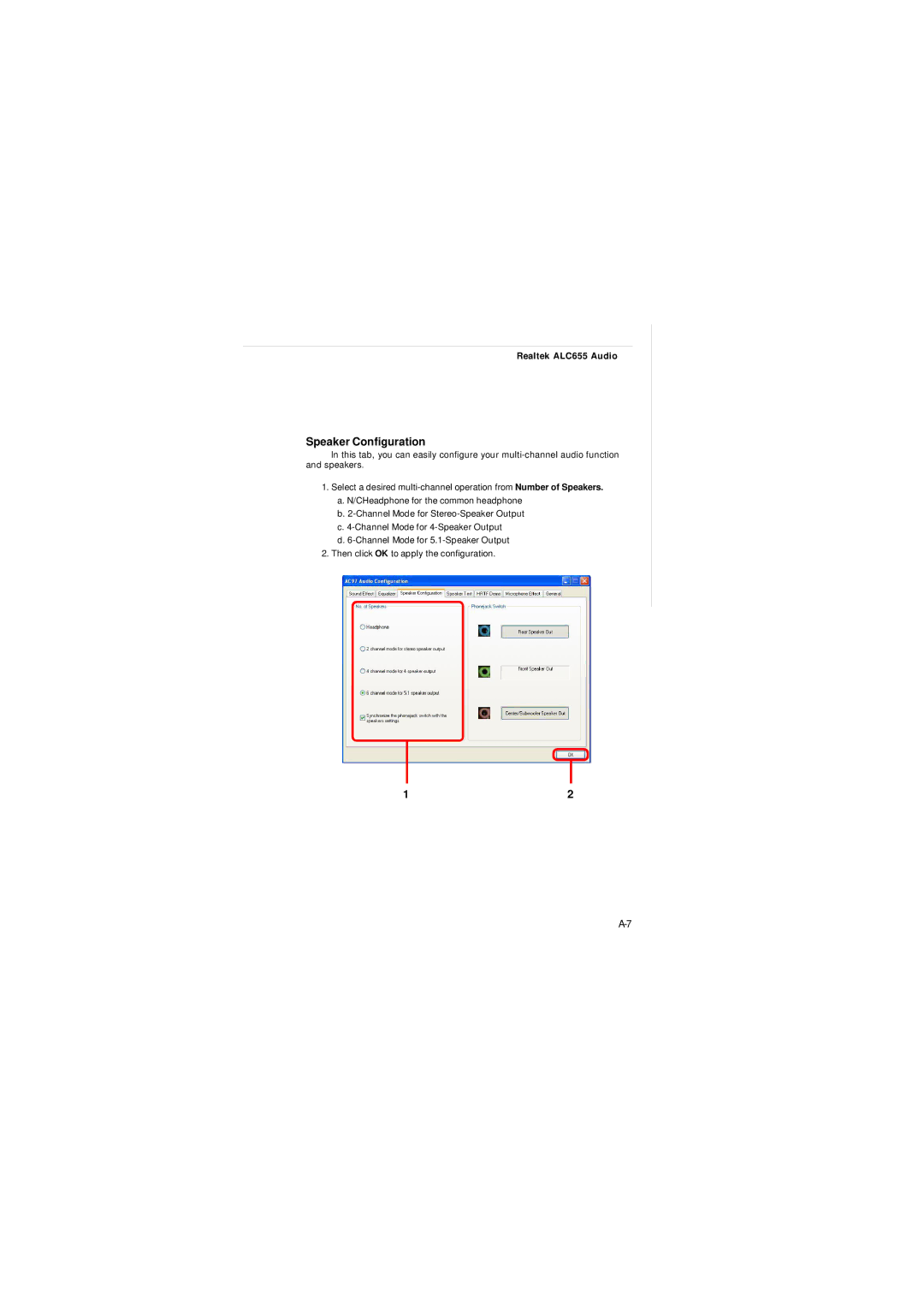 MSI FUZZY 945GME1, FUZZY 945GM1 manual Speaker Configuration 