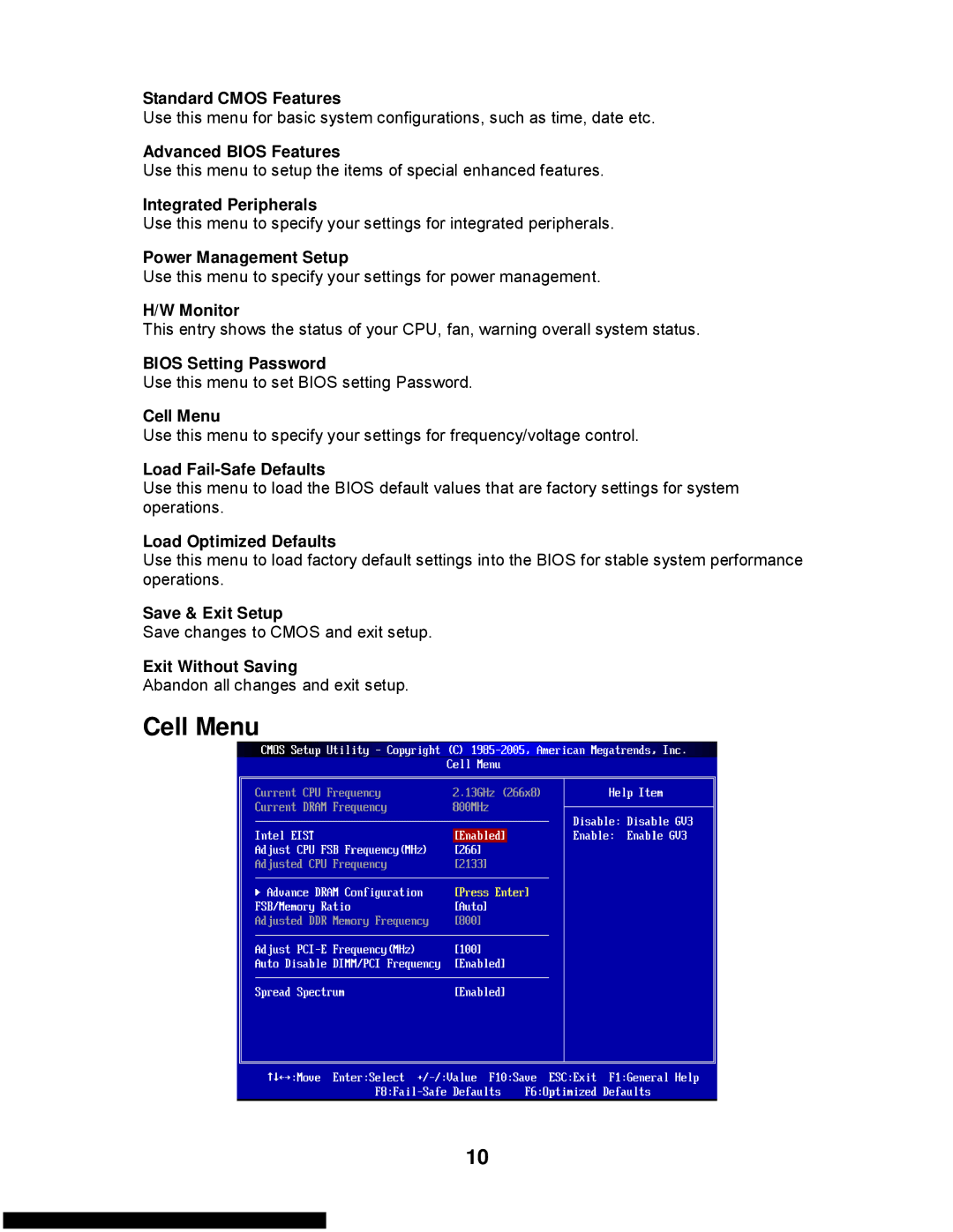 MSI G31M3-L V2 manual Cell Menu 