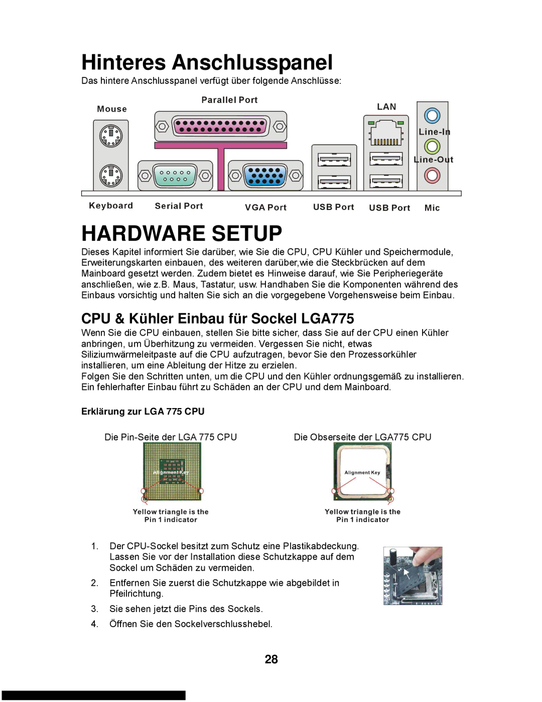 MSI G31M3-L V2 manual CPU & Kühler Einbau für Sockel LGA775, Erklärung zur LGA 775 CPU 