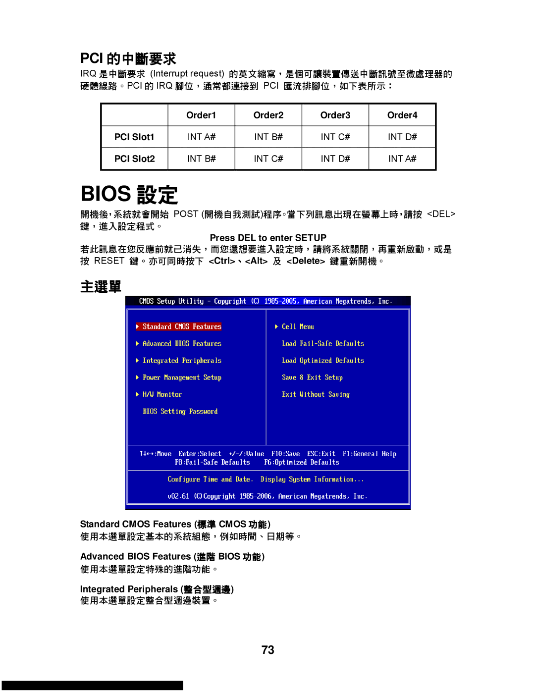 MSI G31M3-L V2 manual Pci 的斷要求, 主選單 