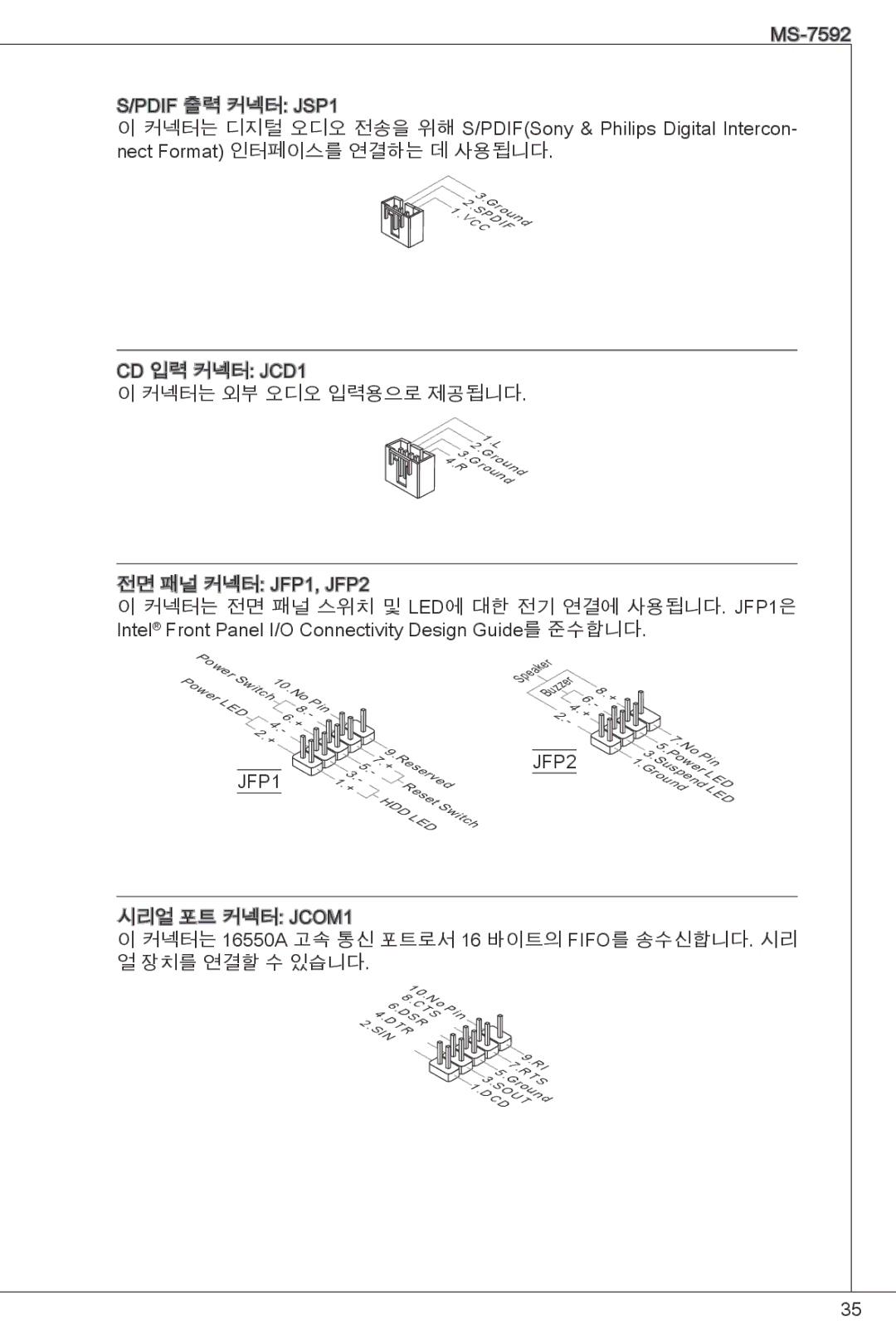 MSI G41M-E43 manual 커넥터는 외부 오디오 입력용으로 제공됩니다 