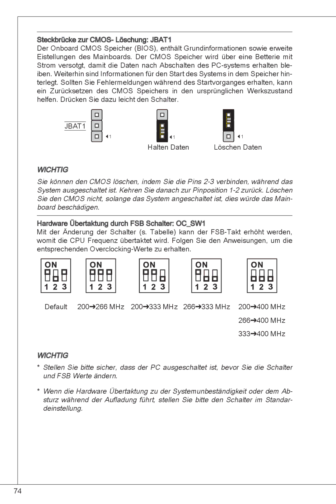 MSI G41M-E43 manual Halten Daten Löschen Daten 