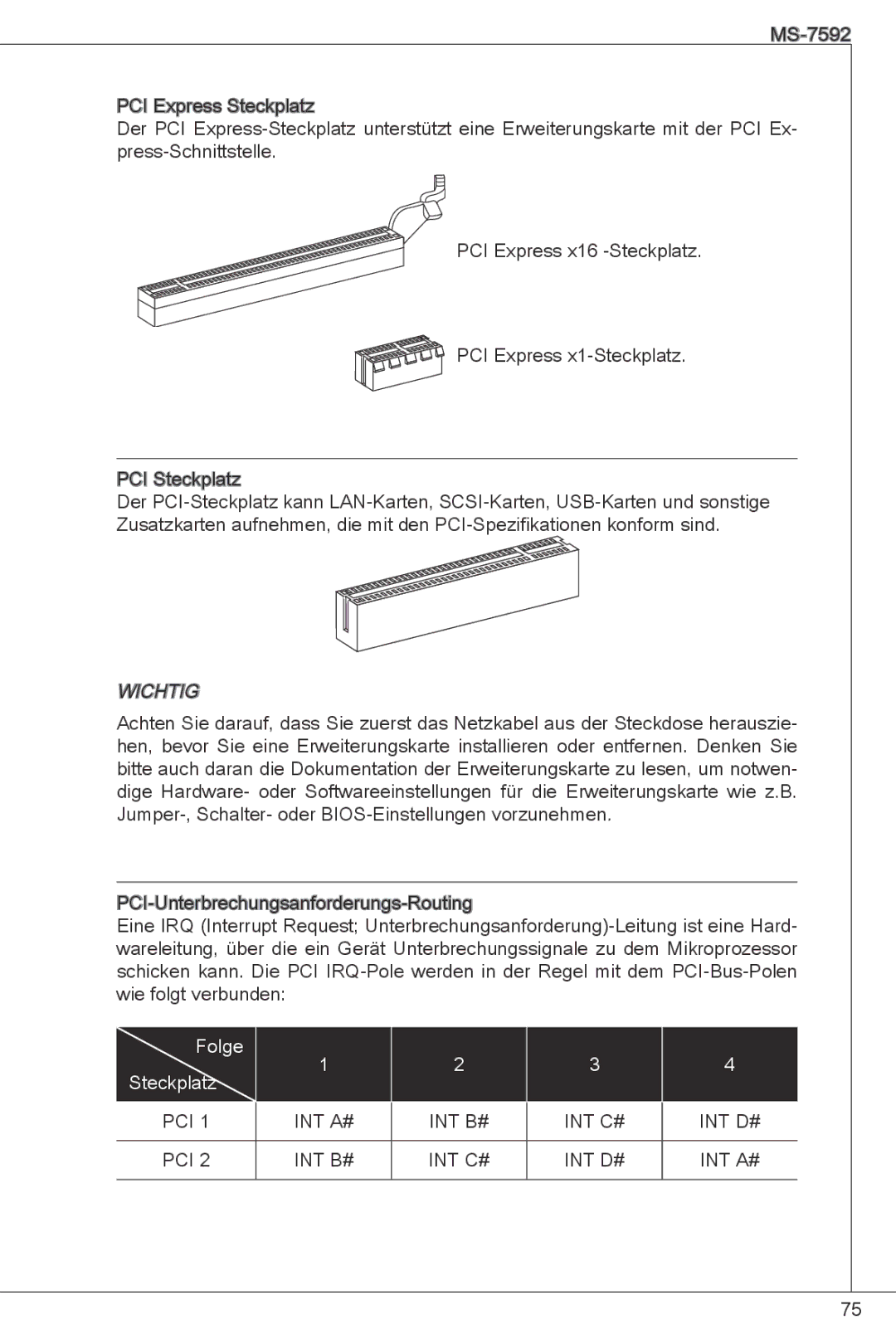 MSI G41M-E43 manual Folge Steckplatz 