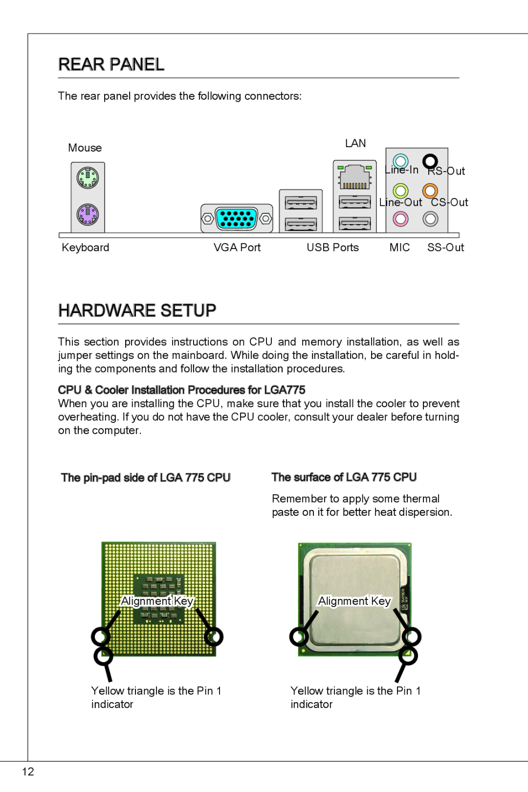 MSI G41M-P23 manual Rear Panel 