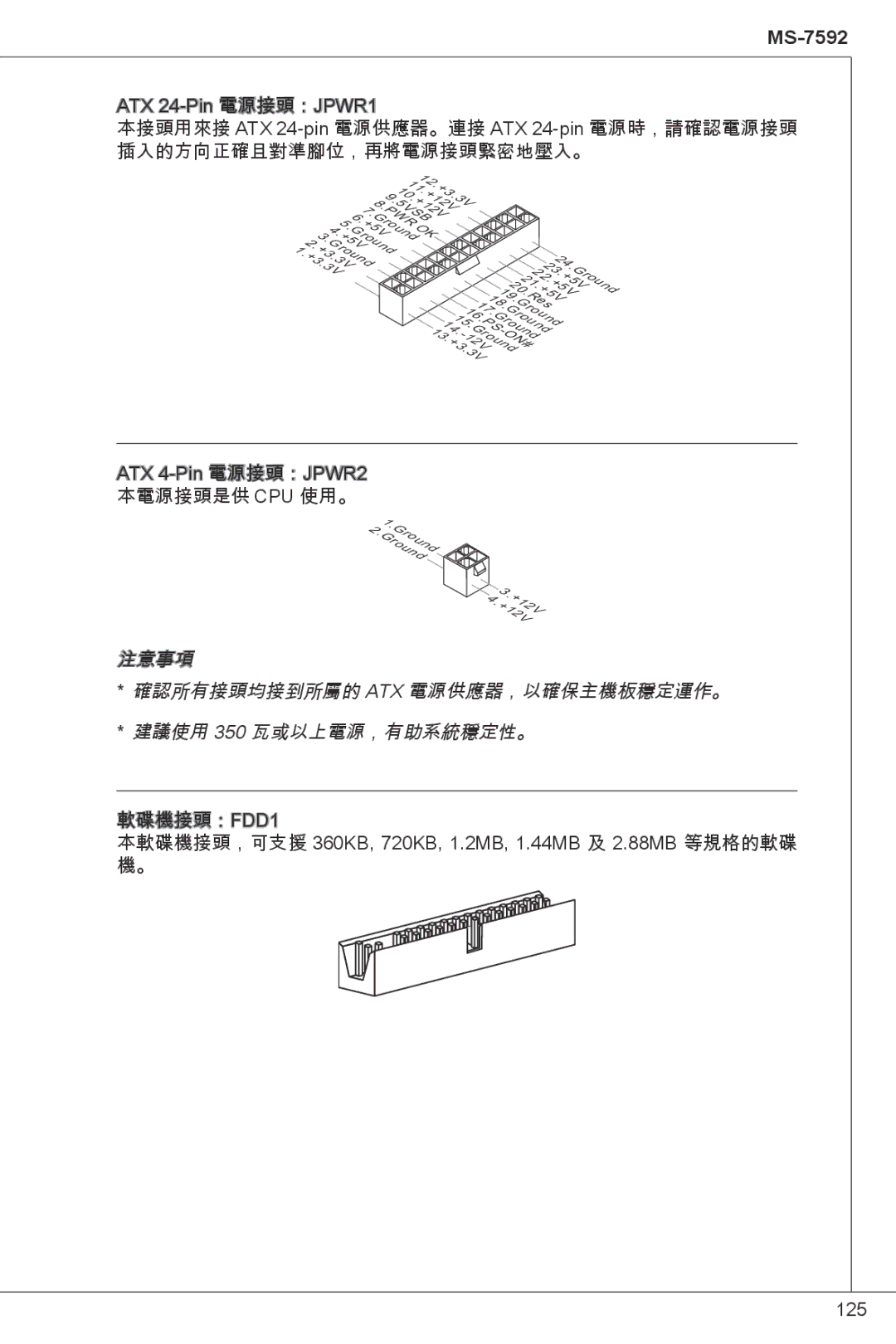 MSI G41M-P23 manual ATX 4-Pin 電源接頭：JPWR2 本電源接頭是供 CPU 使用。 