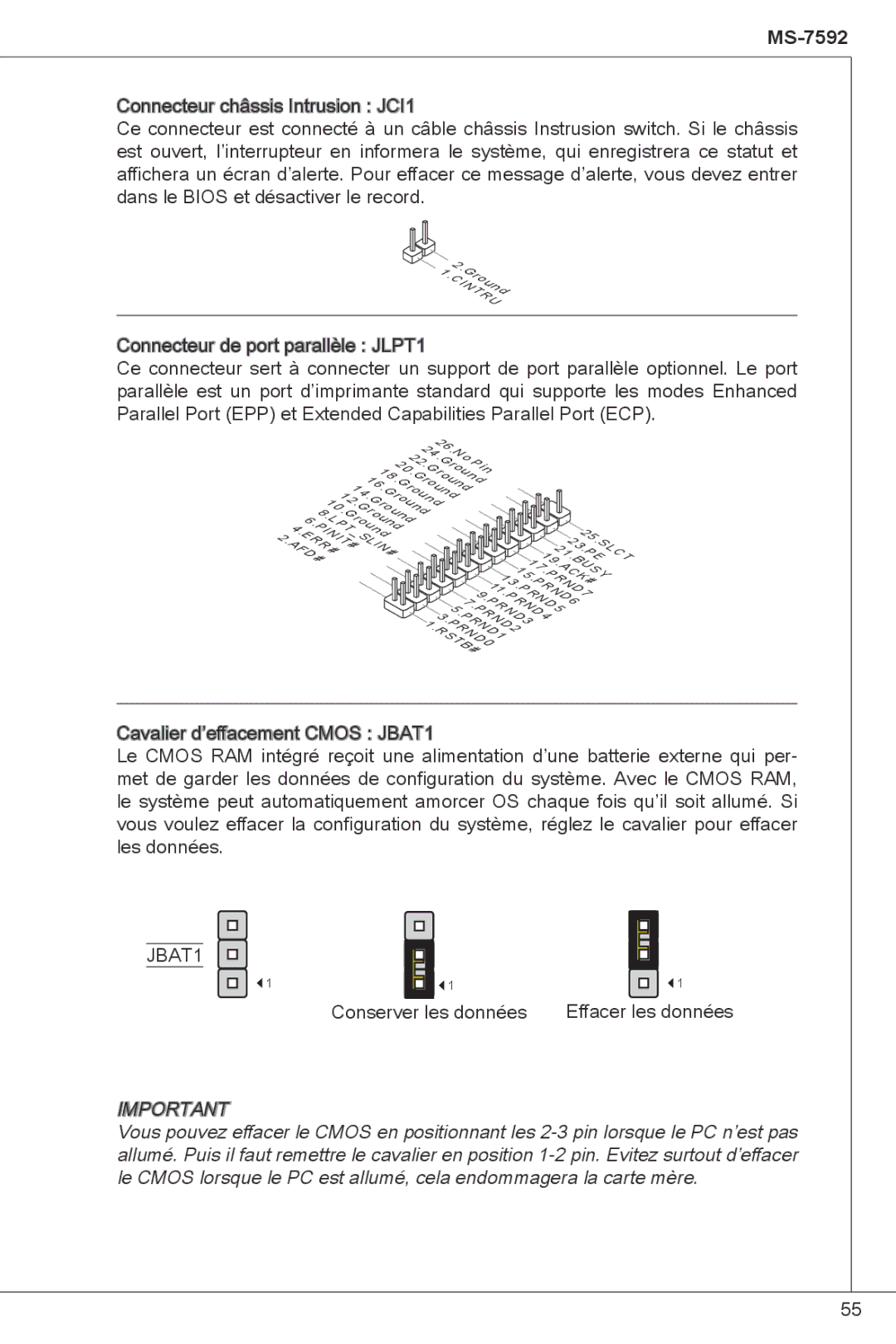 MSI G41M-P23 manual Conserver les données Effacer les données 