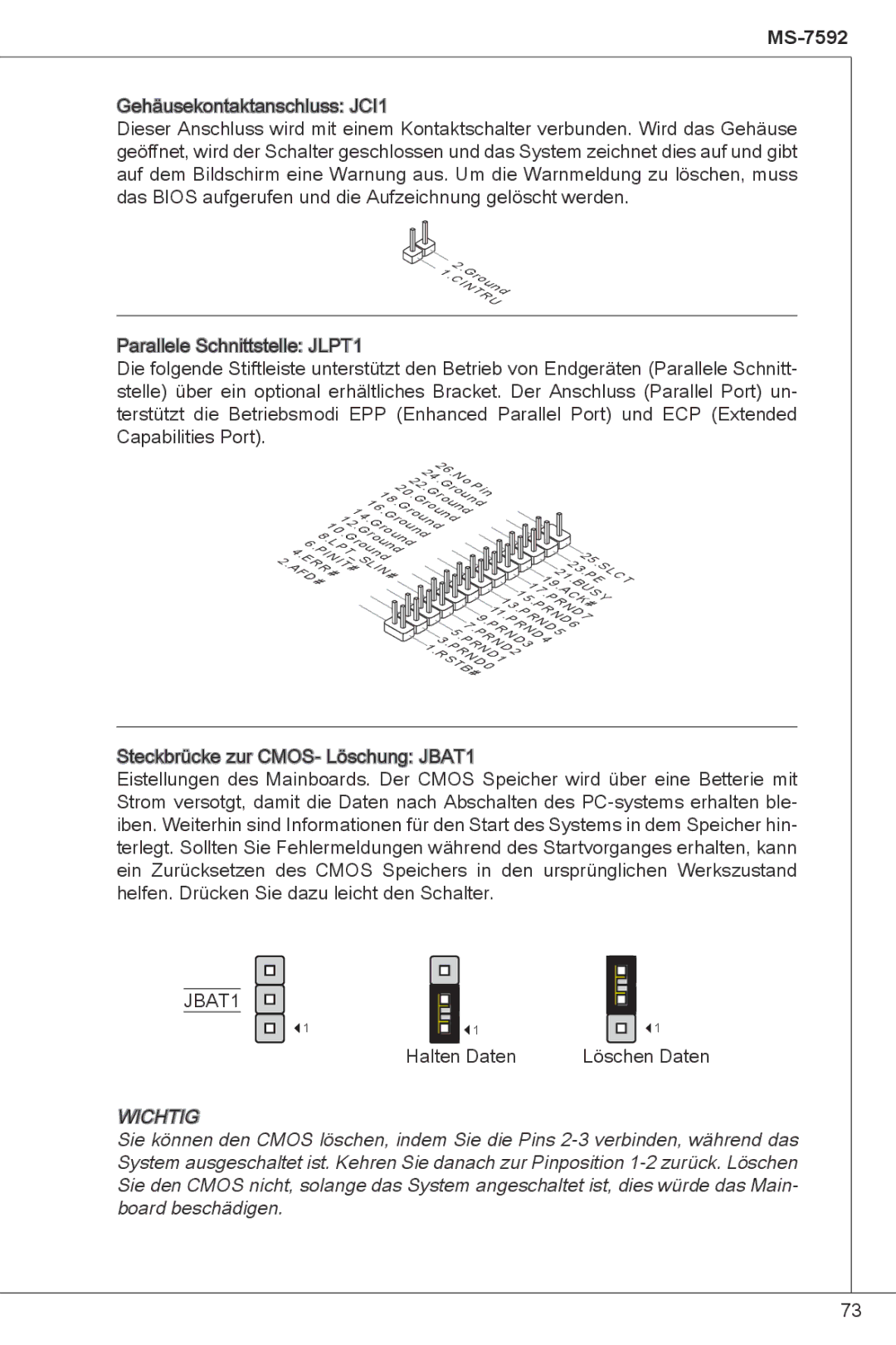 MSI G41M-P23 manual Halten Daten Löschen Daten 