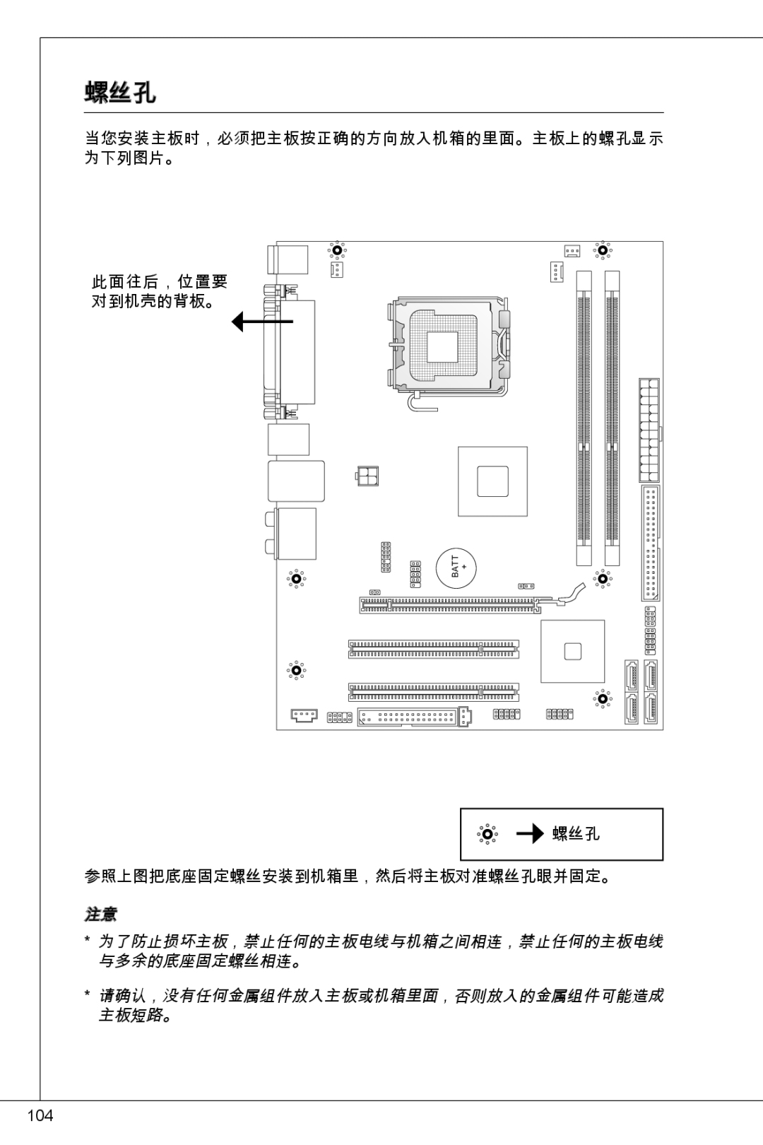 MSI G41M-P26 manual 螺丝孔 