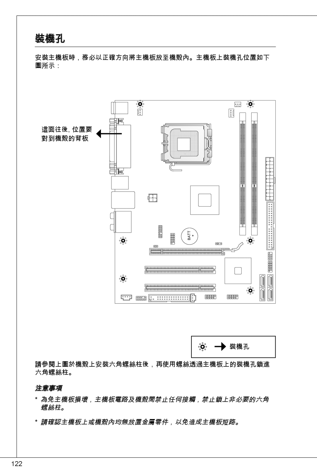 MSI G41M-P26 manual 裝機孔 