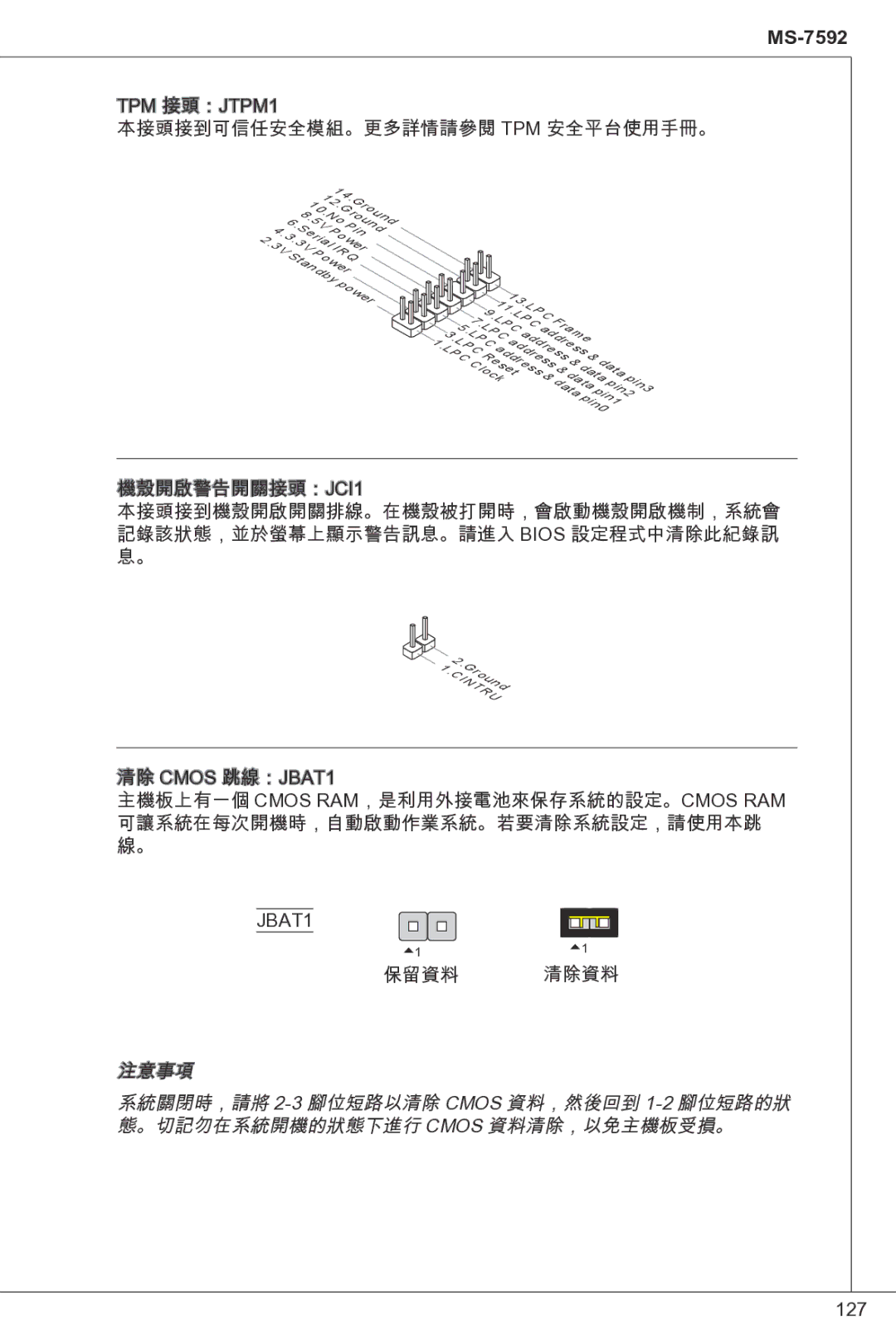 MSI G41M-P33 Combo manual 保留資料 清除資料 