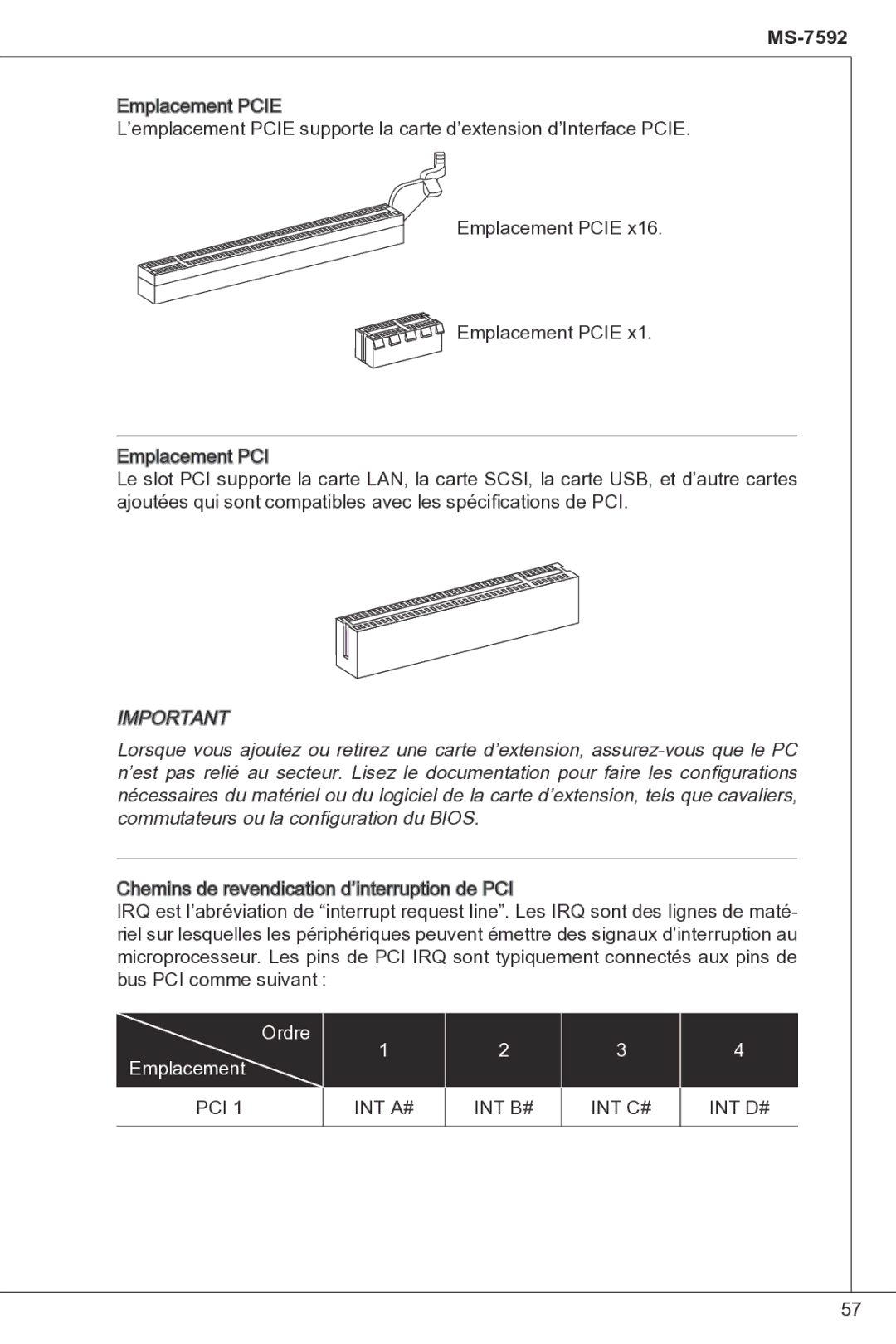 MSI G41M-P33 Combo manual Ordre Emplacement 