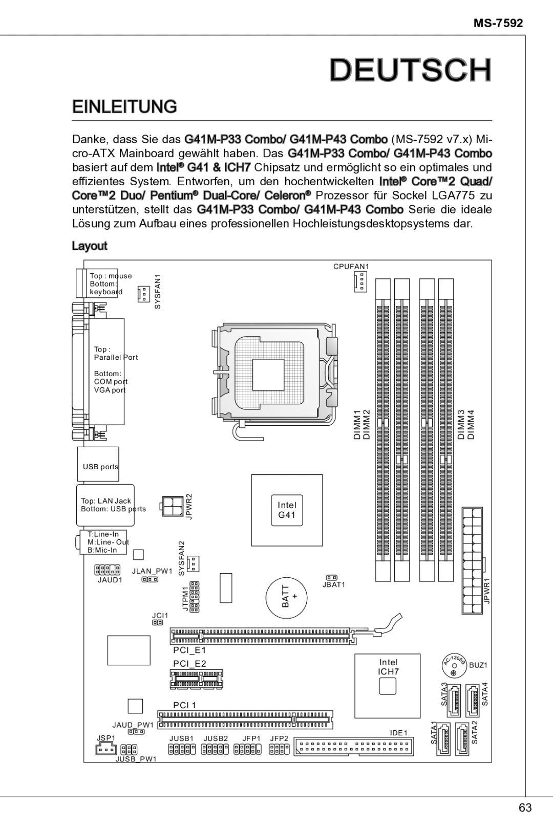 MSI G41M-P33 Combo manual Deutsch, Einleitung 