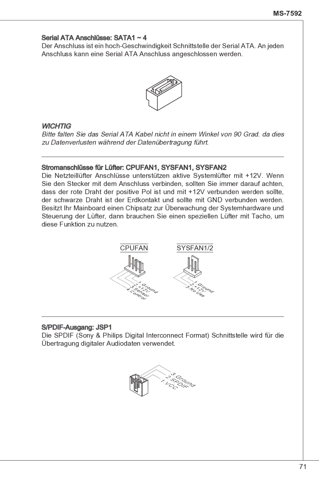 MSI G41M-P33 Combo manual Cpufan SYSFAN1/2 