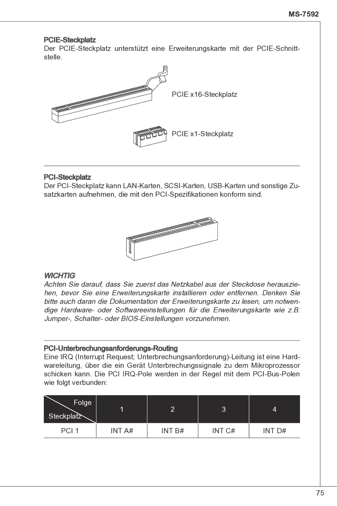 MSI G41M-P33 Combo manual Folge Steckplatz 