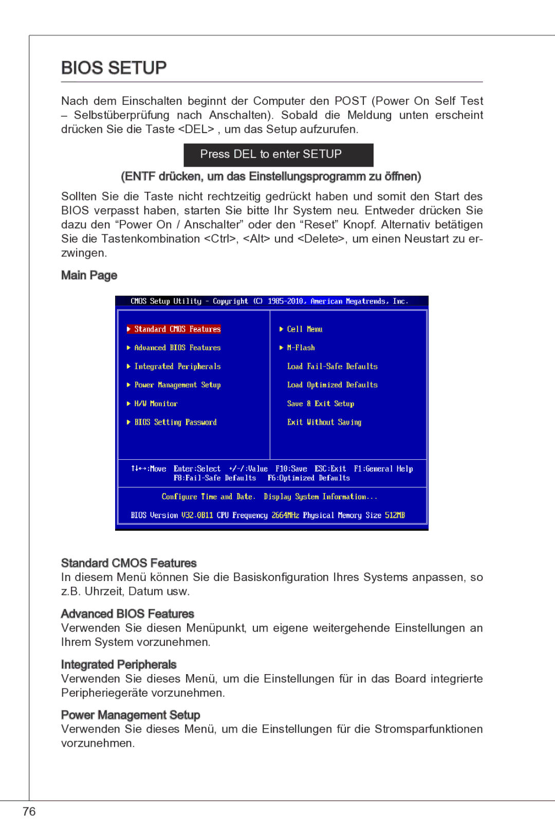 MSI G41M-P33 Combo manual Bios Setup 