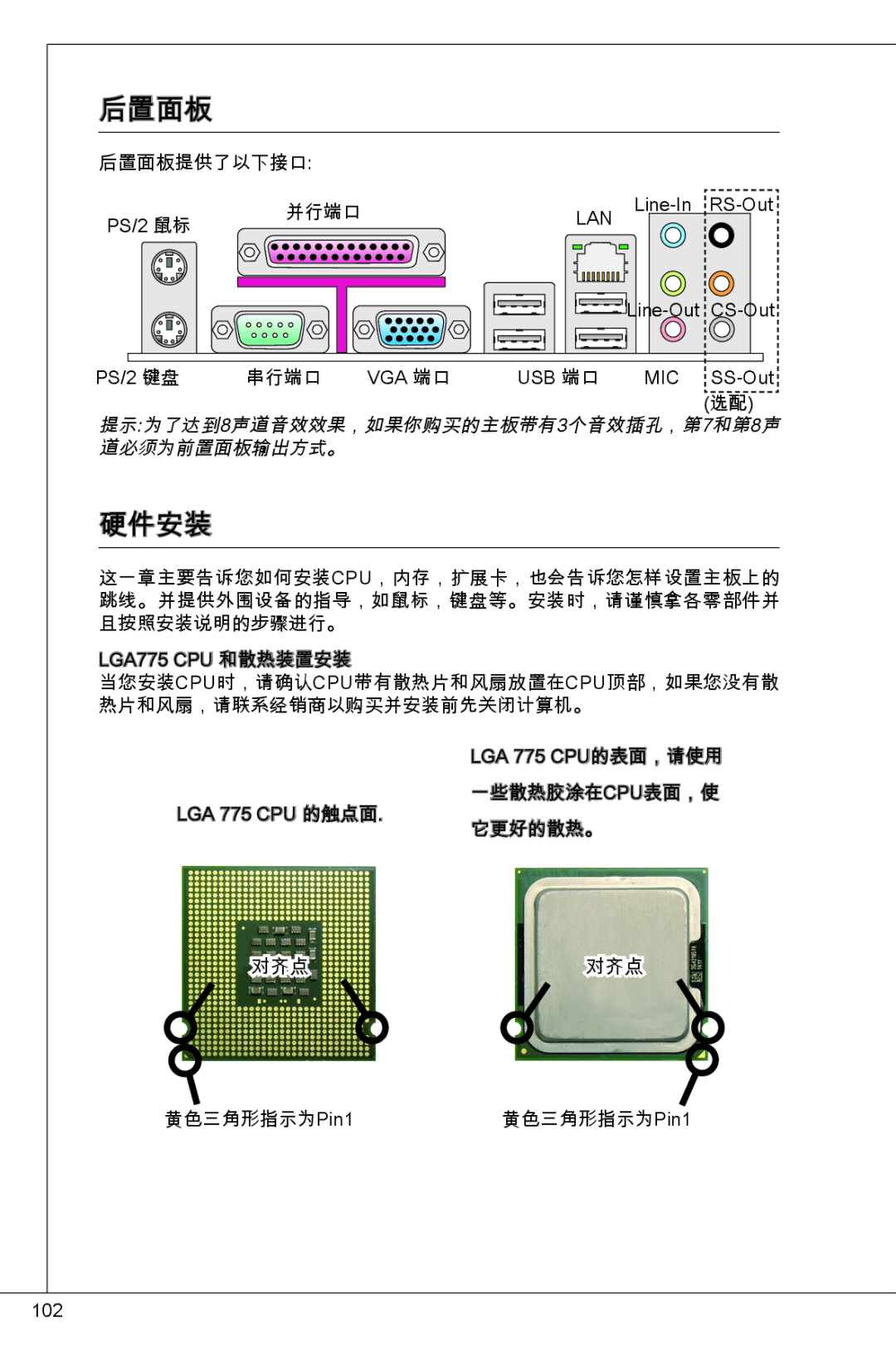 MSI G41M4-F manual 后置面板 