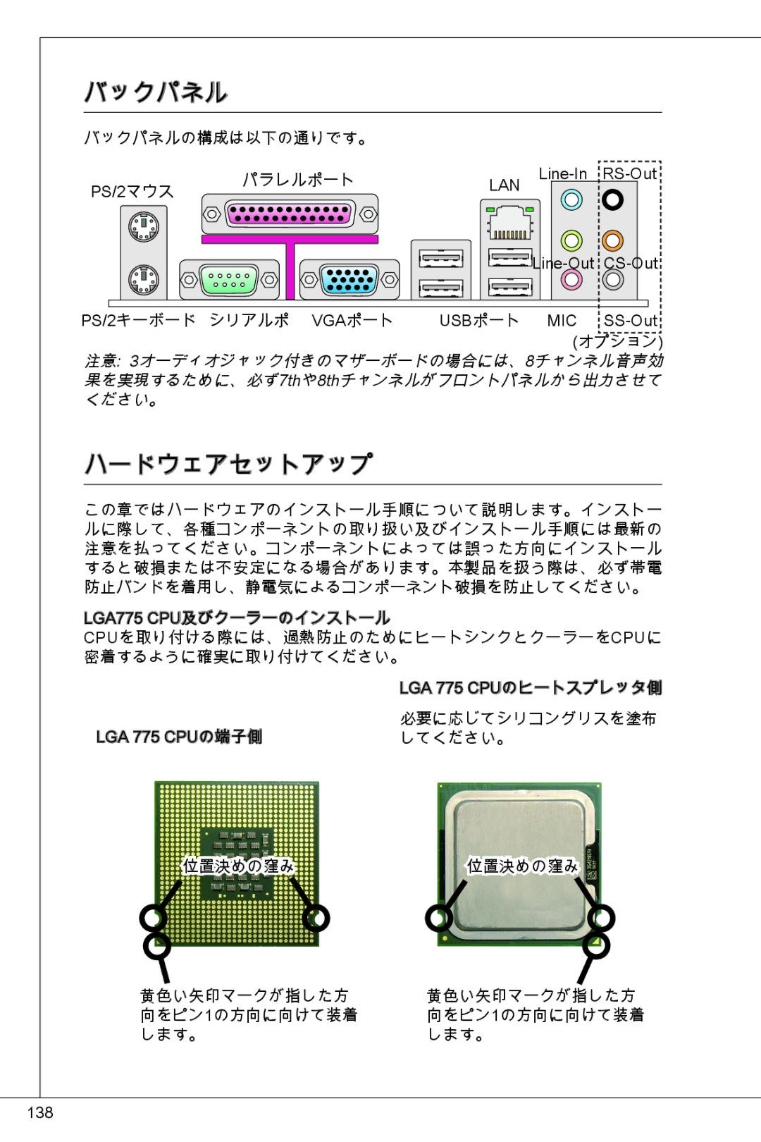 MSI G41M4-F manual バックパネル 