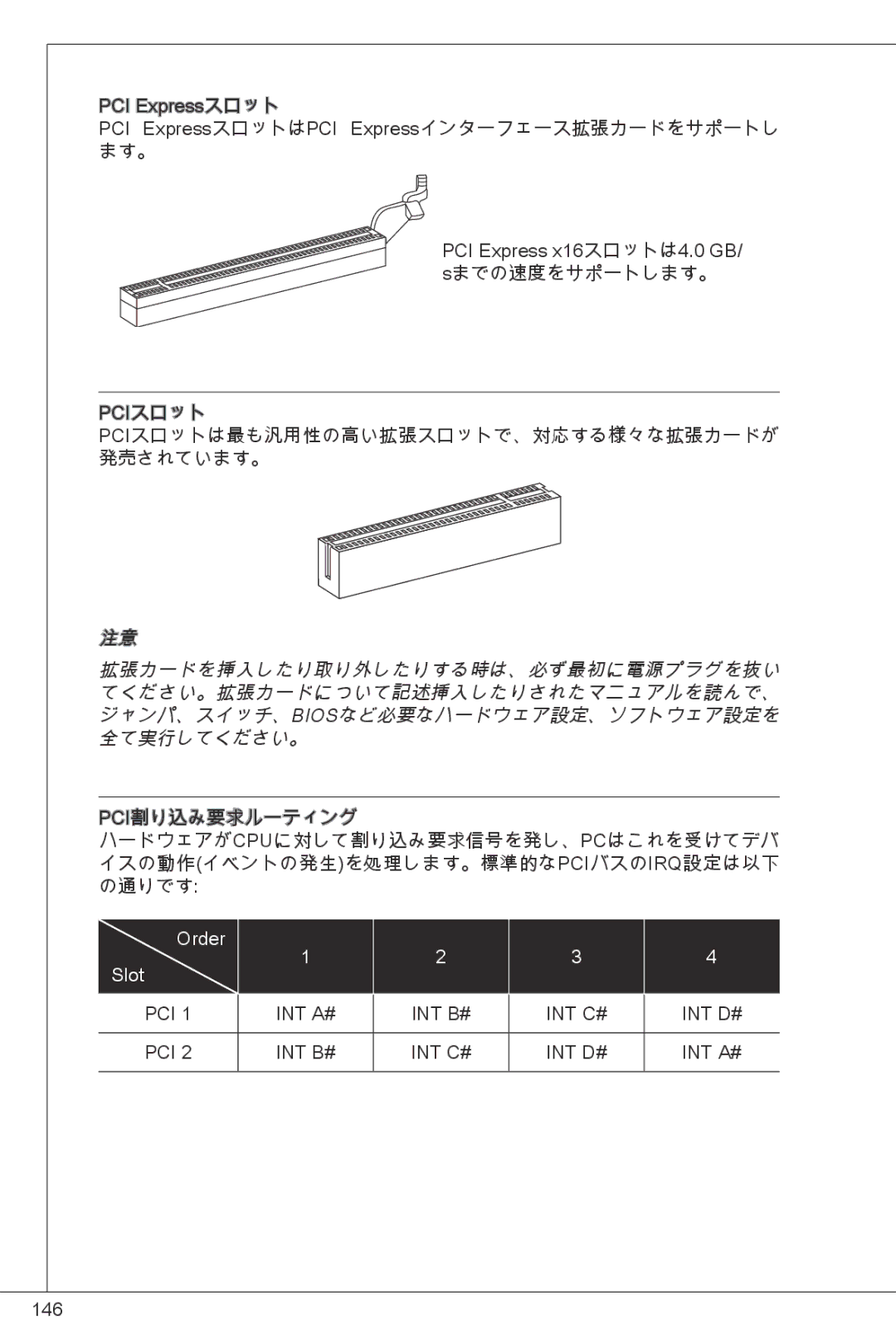 MSI G41M4-F manual 拡張カードを挿入したり取り外したりする時は、必ず最初に電源プラグを抜い 