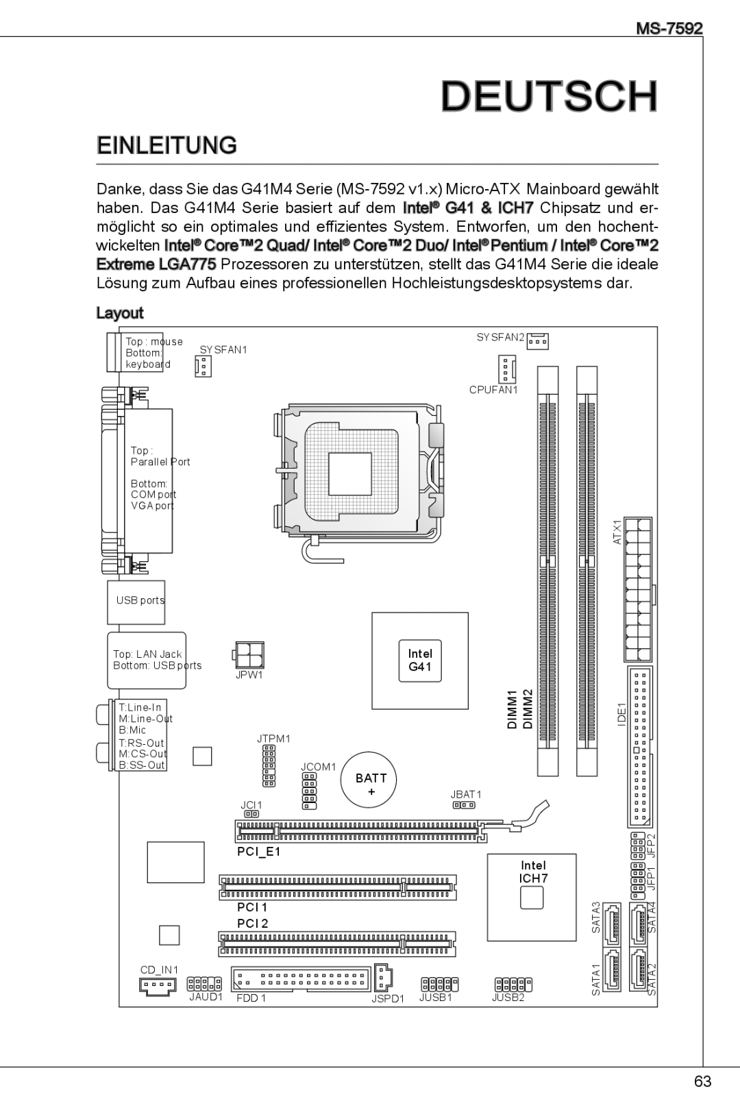 MSI G41M4-F manual Deutsch, Einleitung 