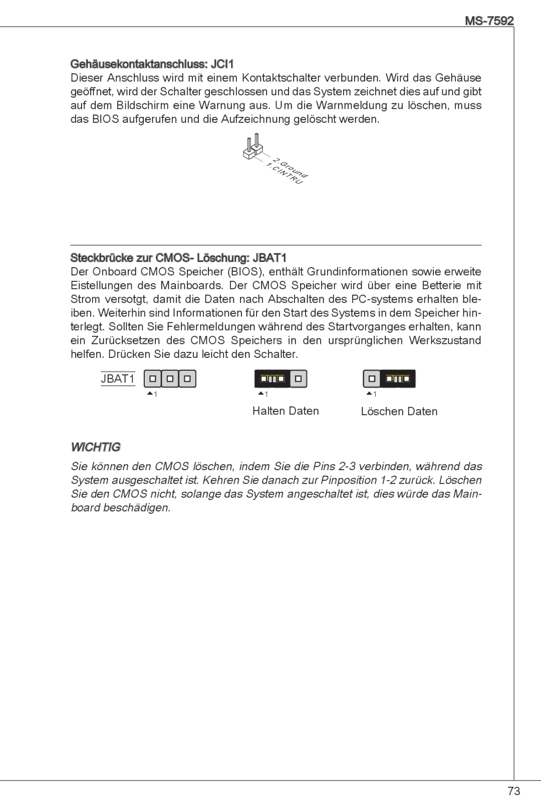 MSI G41M4-F manual Halten Daten Löschen Daten 