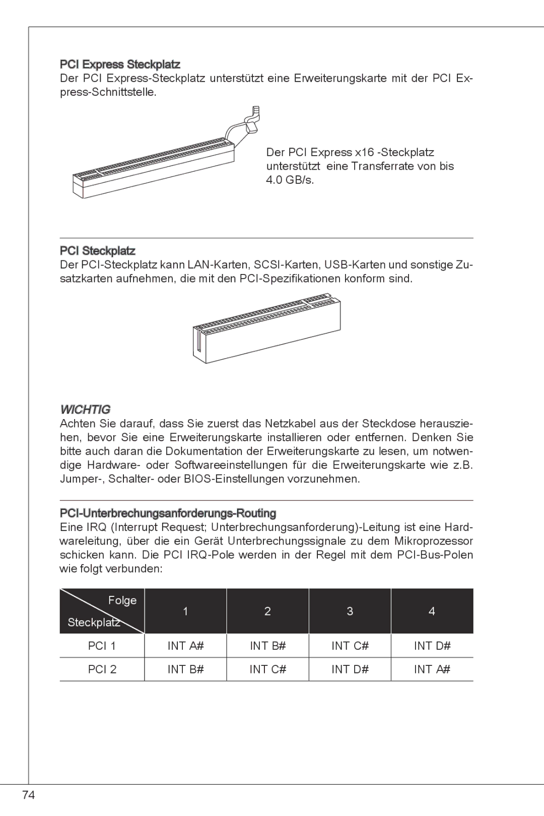 MSI G41M4-F manual Folge Steckplatz 