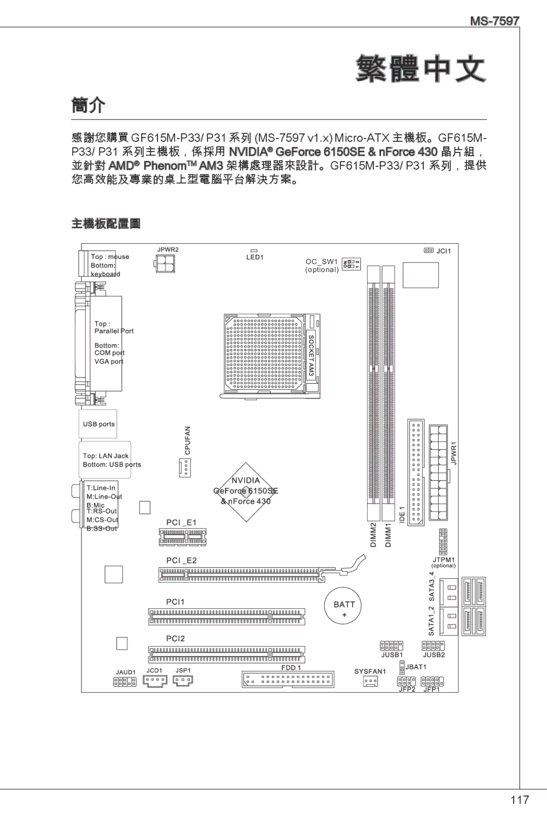 MSI GF615M-P33 manual 繁體中文 