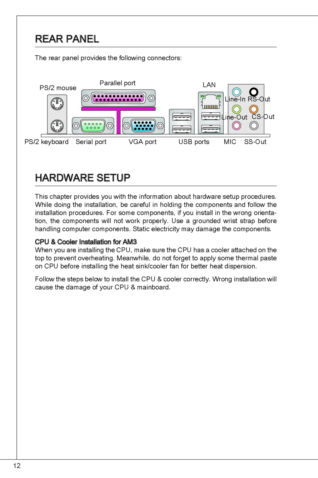 MSI GF615M-P33 manual Rear Panel 