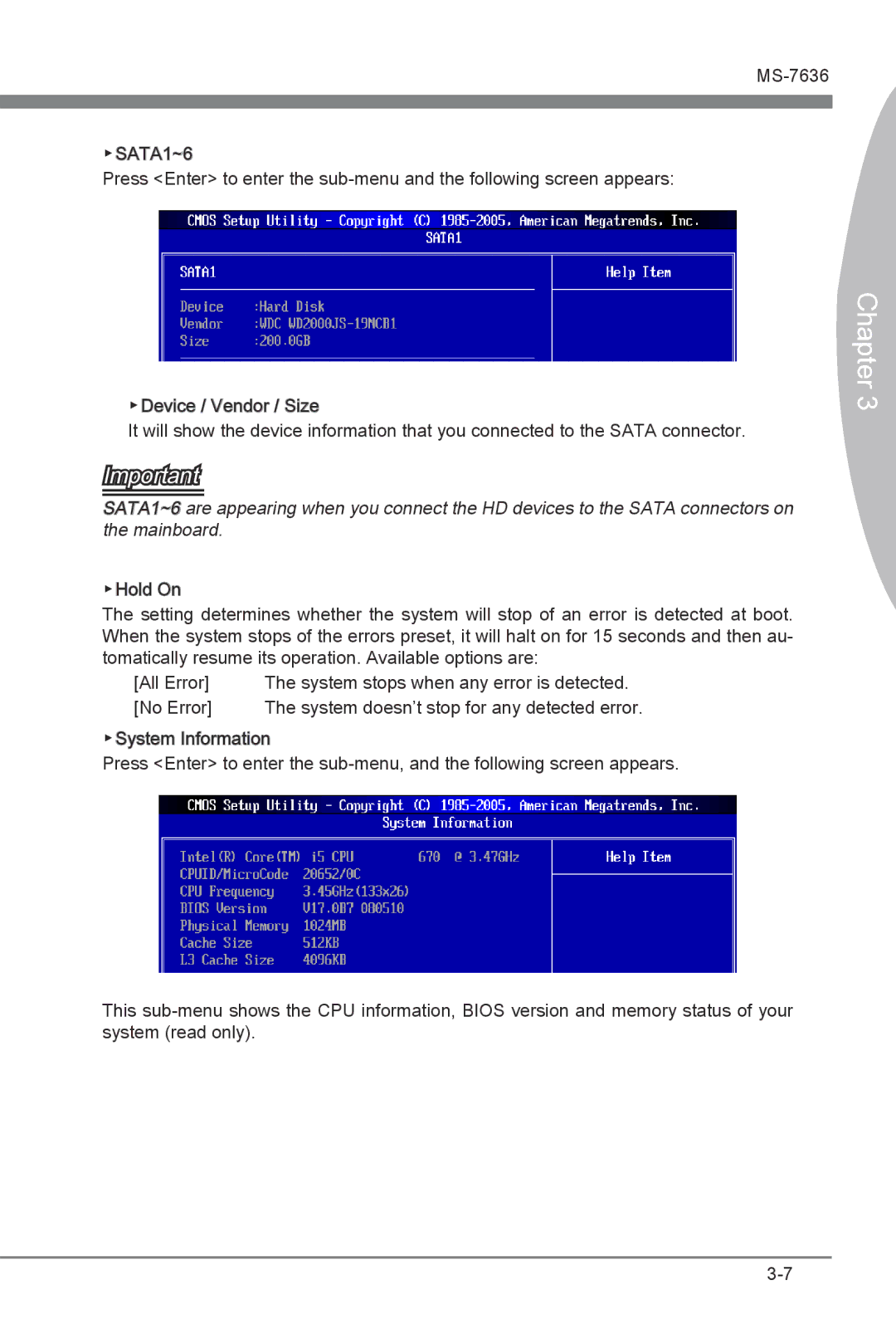 MSI H55M-E21 manual System doesn’t stop for any detected error 