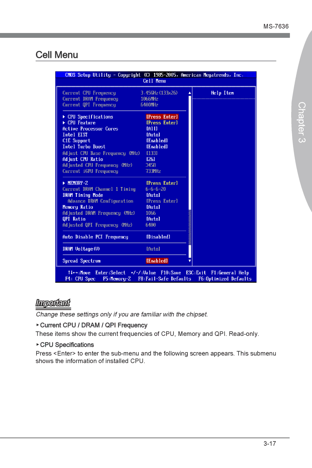 MSI H55M-E21 manual Cell Menu 