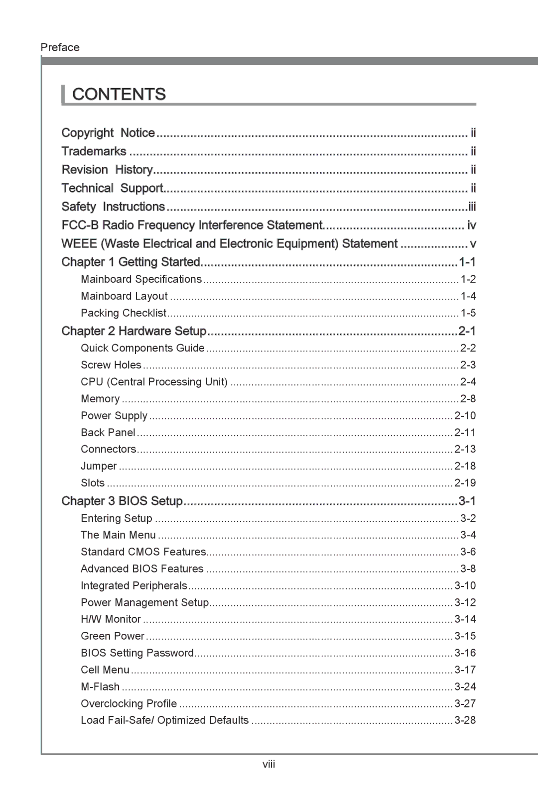 MSI H55M-E21 manual Contents 