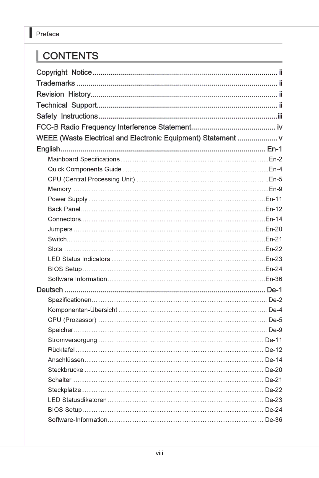 MSI H55M-E33 manual Contents 