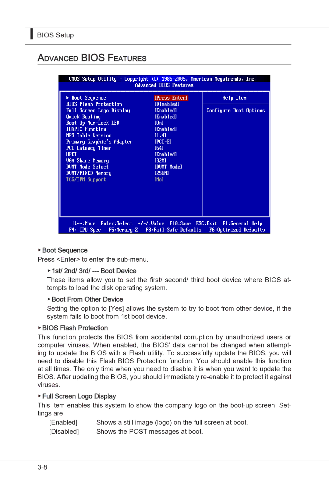 MSI H55M-P33 manual Disabled Shows the Post messages at boot 