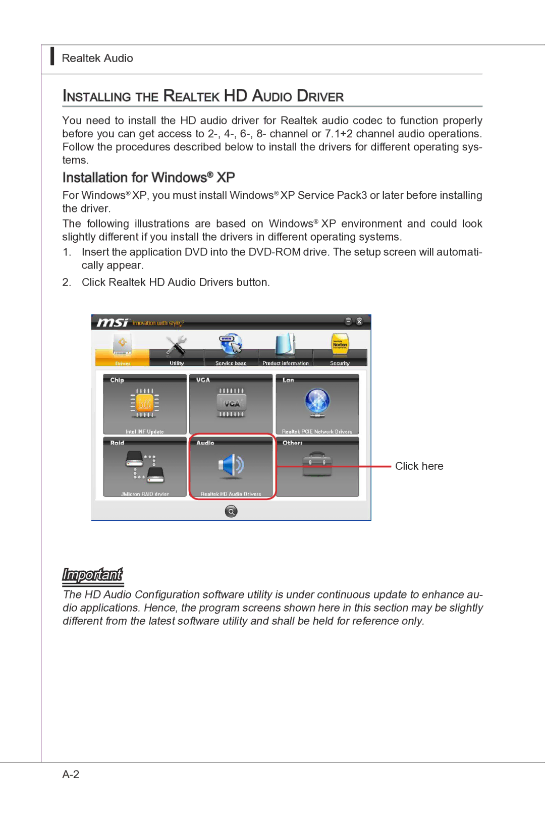 MSI H55M-P33 manual Installation for Windows XP 