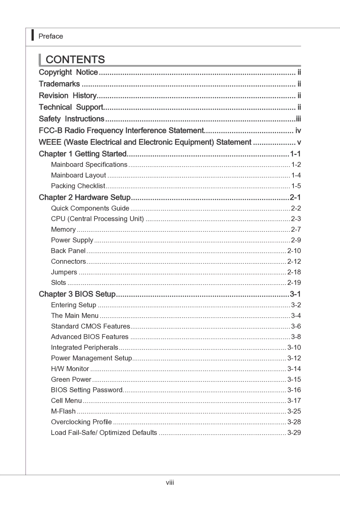 MSI H55M-P33 manual Contents 