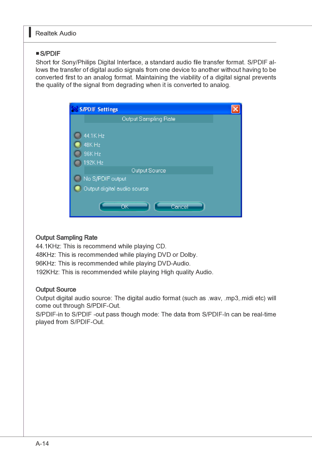 MSI H55M-P33 manual Pdif 