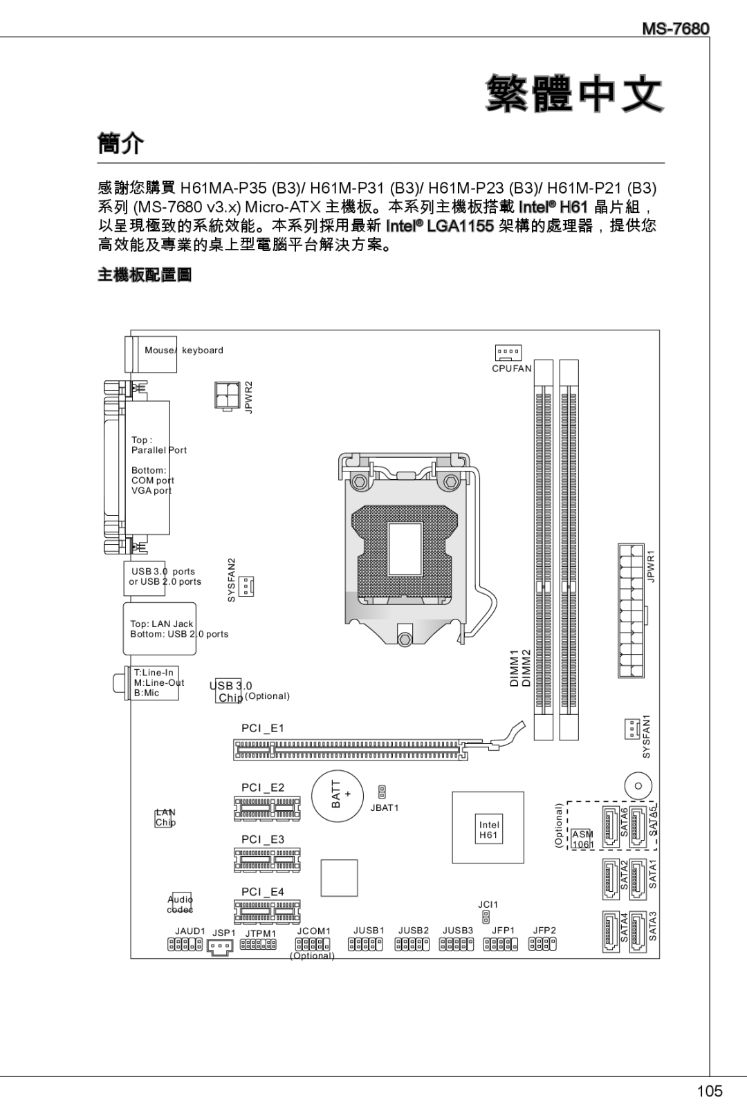 MSI H61M-P23 (B3) manual 繁體中文 