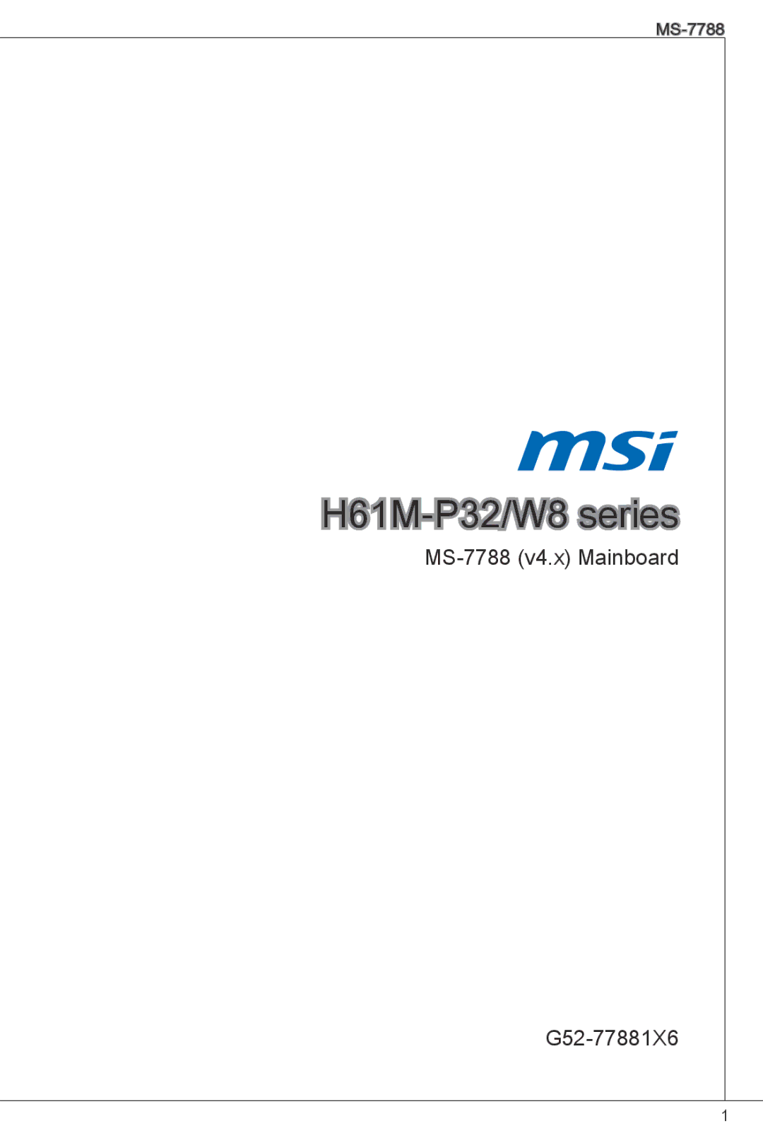 MSI H61M-P32/W8 manual H61M -P32/W8 series 