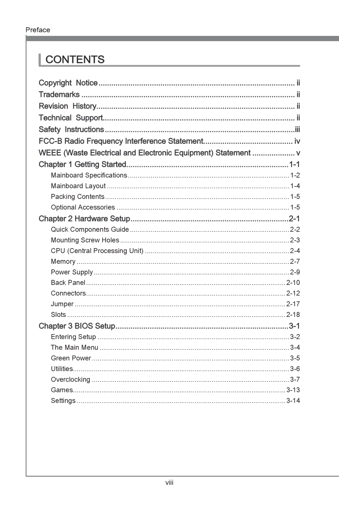 MSI H67A-G43 (B3) manual Contents 