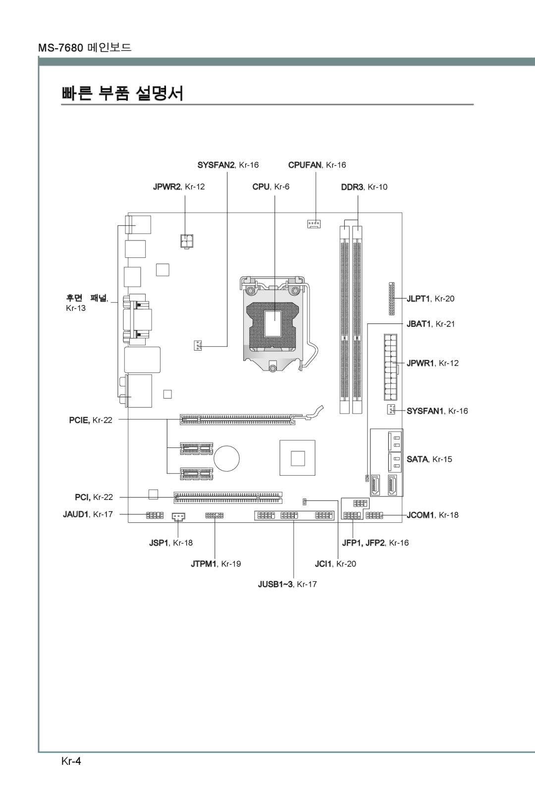 MSI H67MS-E23 (B3) manual 빠른 부품 설명서, Kr-4 