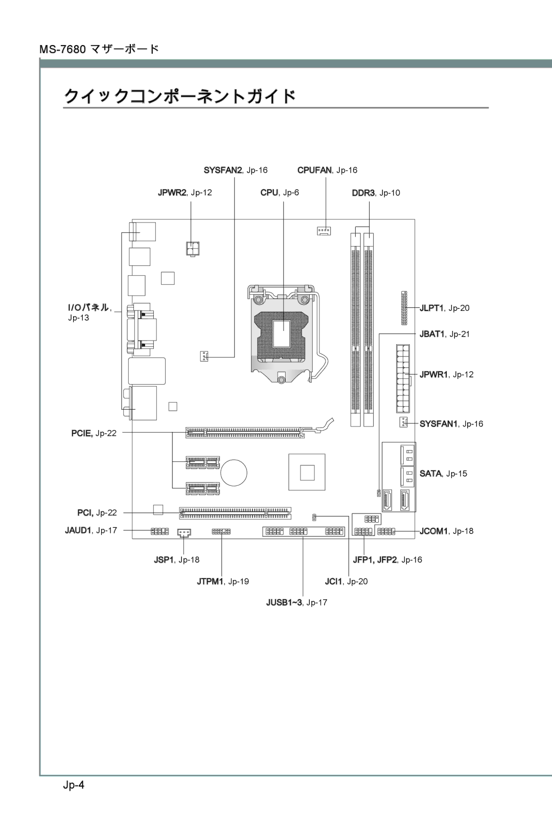 MSI H67MS-E23 (B3) manual クイックコンポーネントガイド, Jp-4 