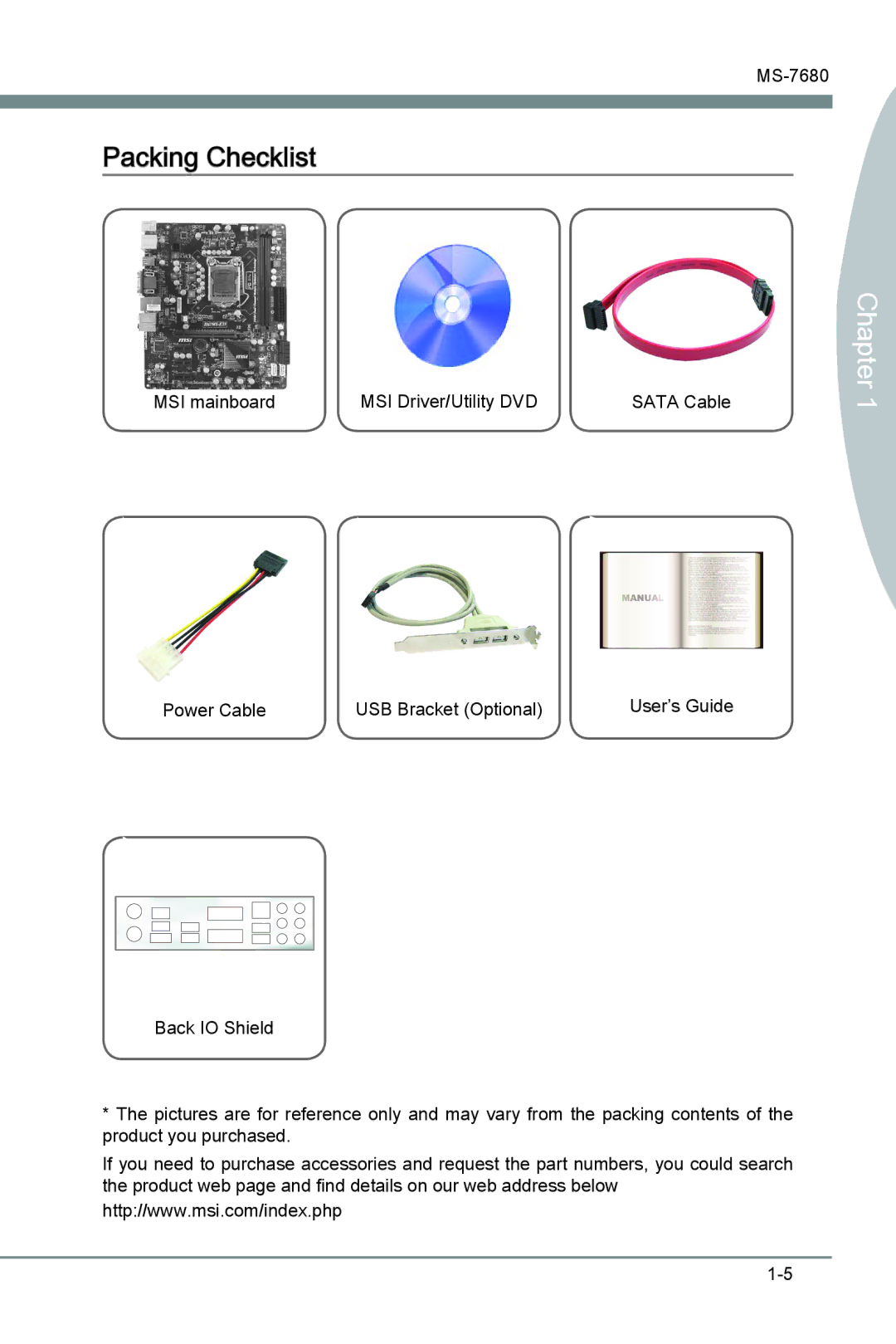 MSI H67MS-E33 (B3) manual Packing Checklist 