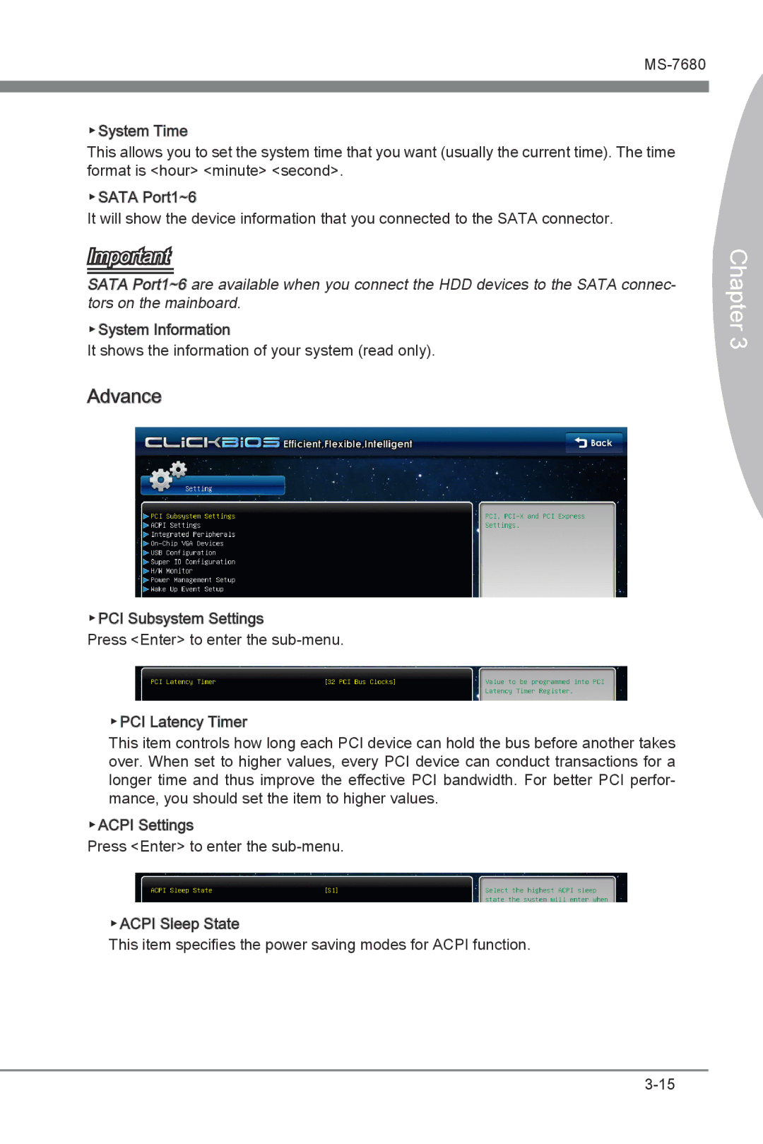 MSI H67MS-E33 (B3) manual Advance 