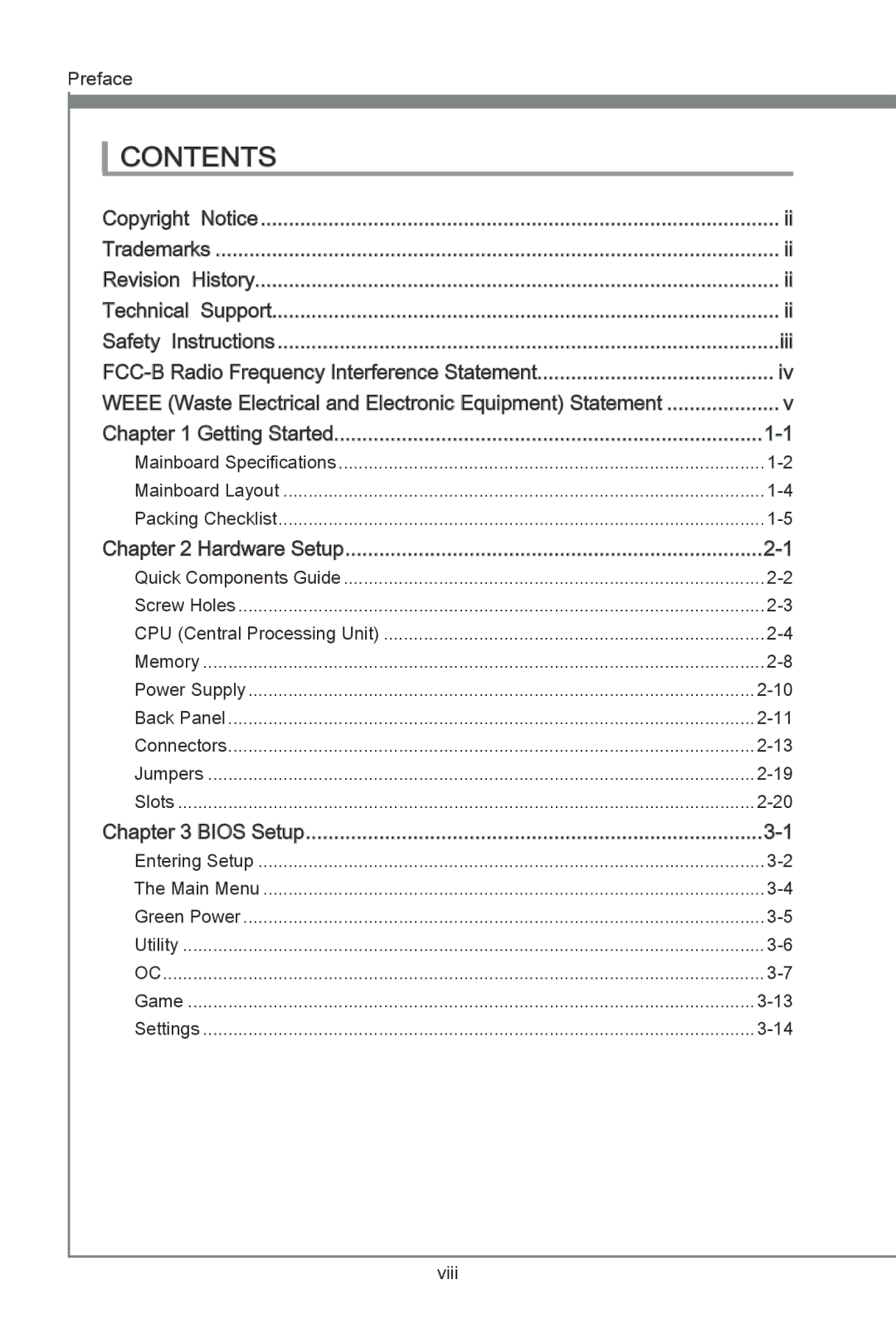 MSI H67MS-E33 (B3) manual Contents 