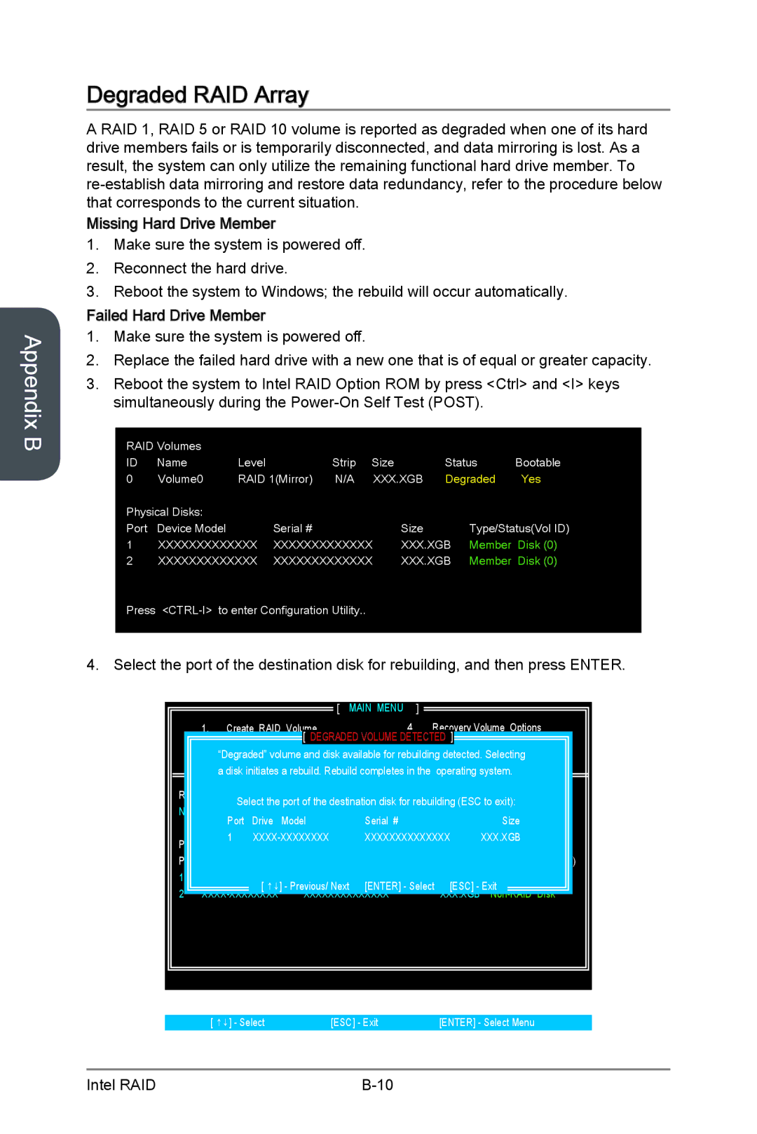 MSI H87M-G43 manual Degraded RAID Array, Main Menu 