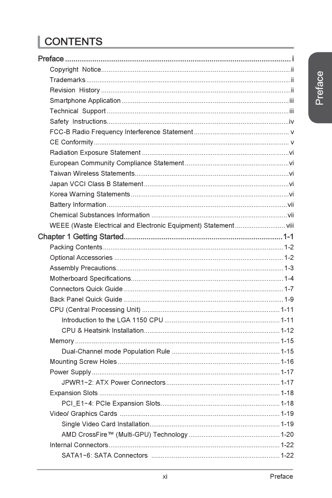 MSI H87M-G43 manual Contents 