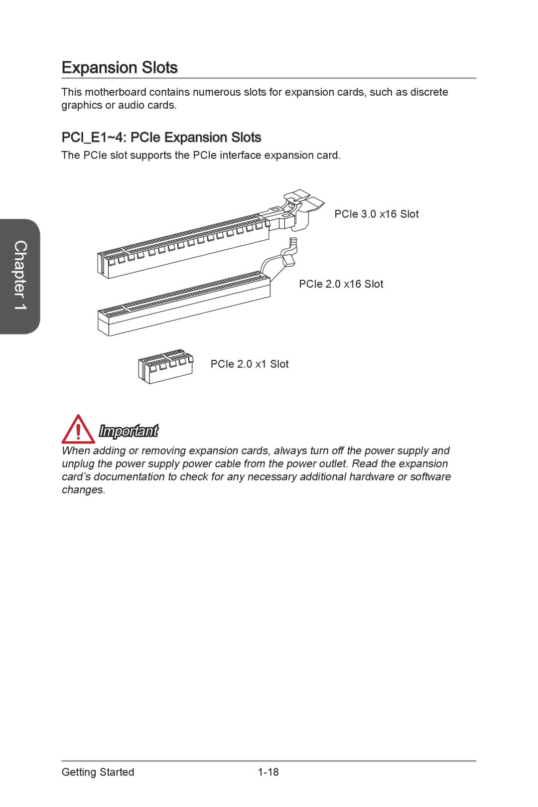 MSI H87M-G43 manual PCIE1~4 PCIe Expansion Slots 