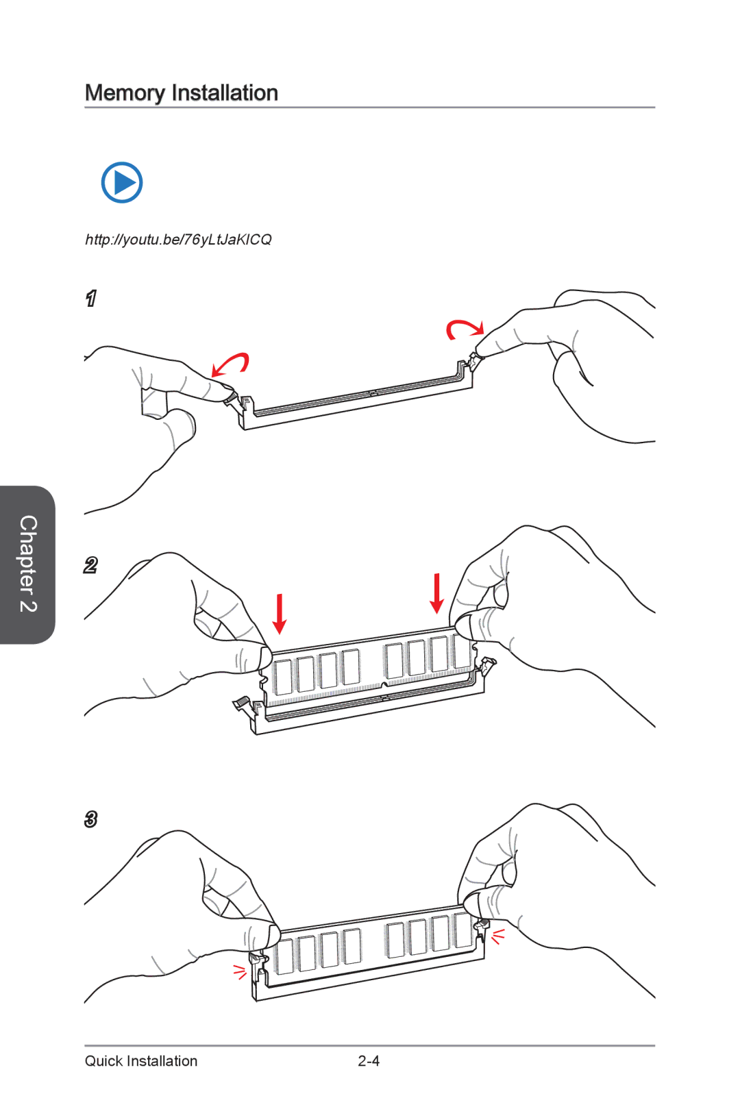 MSI H87M-G43 manual Memory Installation 